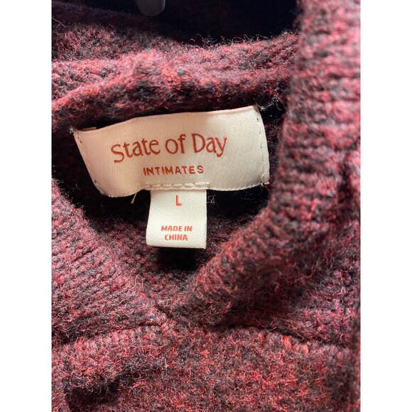 NWT State of Day Women's L Oversized  Burgundy Acrylic Sweater Dress Hooded - Picture 4 of 5